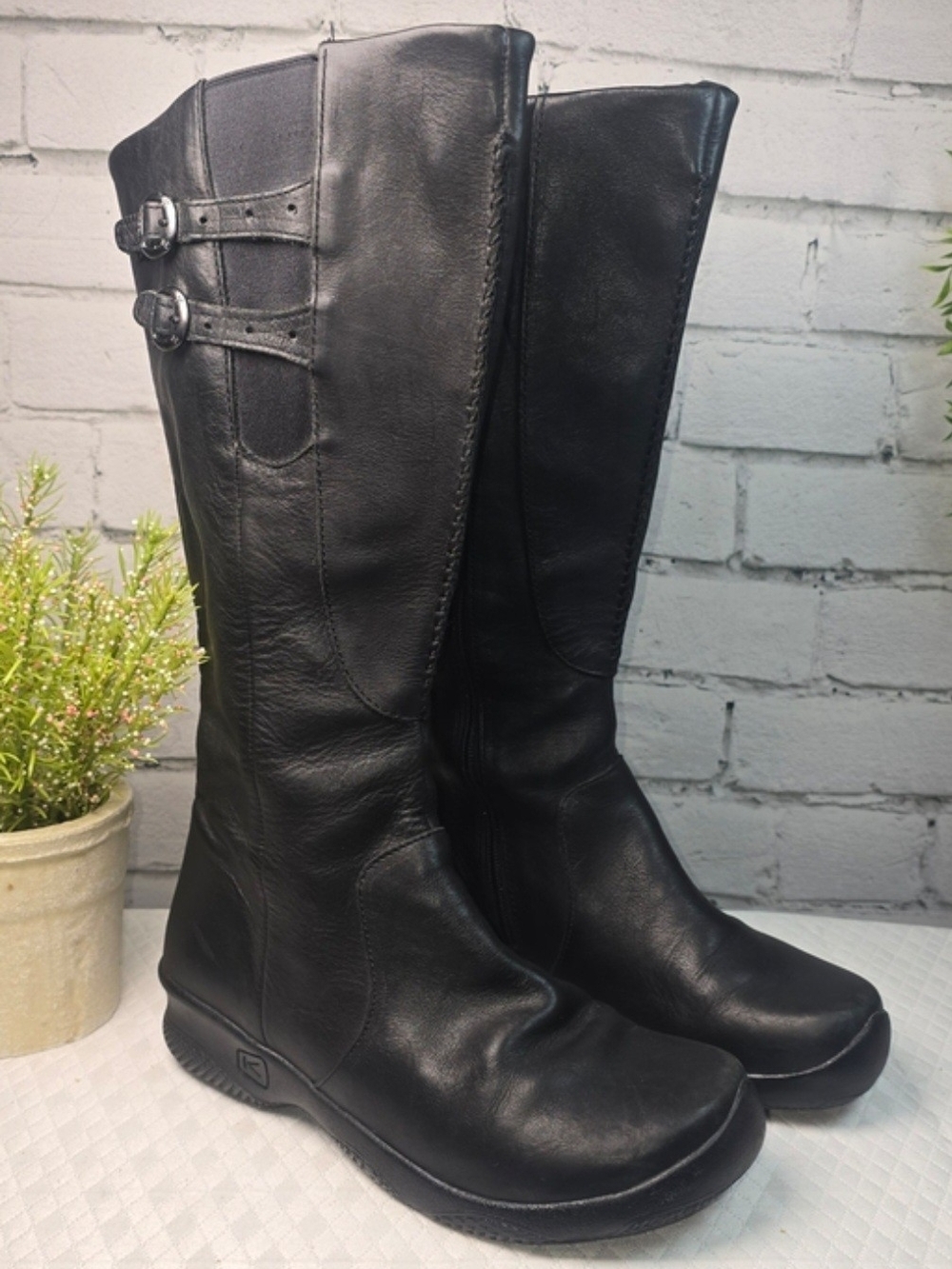 KEEN BERN BABY BERN BLACK KNEE-HIGH BLACK LEATHER BOOTS WATERPROOF RIDING 9